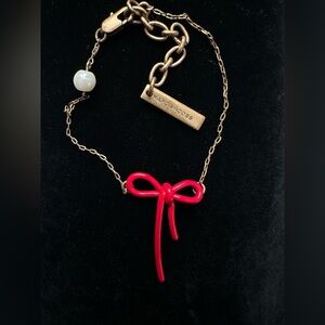 Marc Jacobs Red Bow bracelet with Brass-Tone Chain